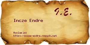 Incze Endre névjegykártya